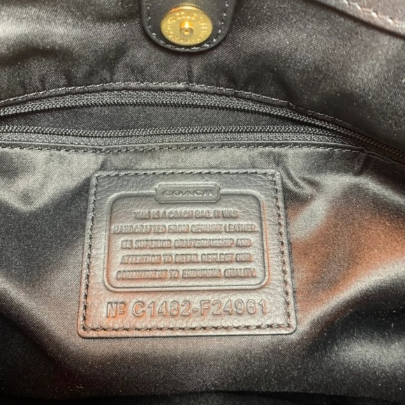 Coach F24961 Campbell Shoulder Carryall Leather Black Hobo Bag Purse Tote - Picture 7 of 9